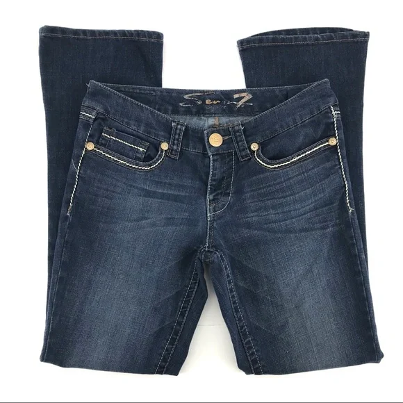 Seven7 Rocker Slim Dark Wash Mid Rise Bootcut Denim Jeans Size 8 - Picture 3 of 9